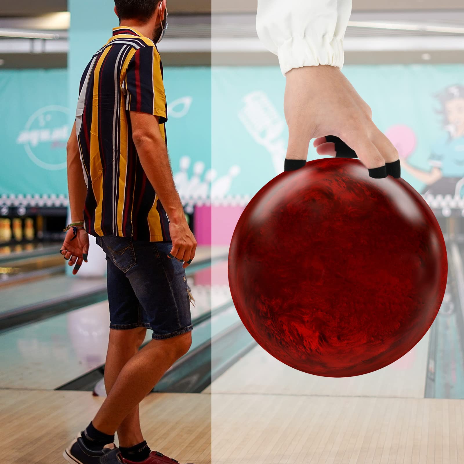 Cosmos Set mit 2 Rollen Bowling-Fingerband Daumenband elastisches Bowling-Ball Daumenband schützendes Bowlingzubehör für Bowler Sport Übung Workout, jede Rolle 2,5 cm x 5 m