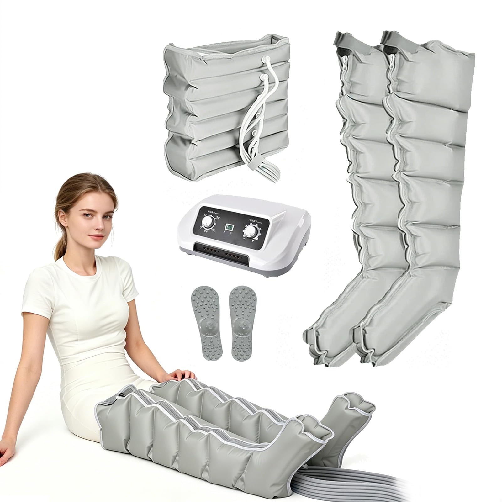 Joyfitness Leg Compression Machine, Compression Boots for Legs 6 Chamber, 0-240mmHg Pressure Control, 30 Min Timer, Leg Massagers For Pain And Circulation, Relieve Muscle Swelling Fatigue