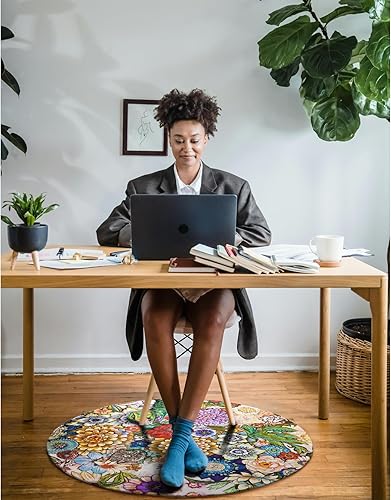 Miniatura 6 de Tapete para silla de oficina para suelo de madera dura, 47 x 47 pulgadas, alfombras redondas para sillas rodantes para oficina, computadora,