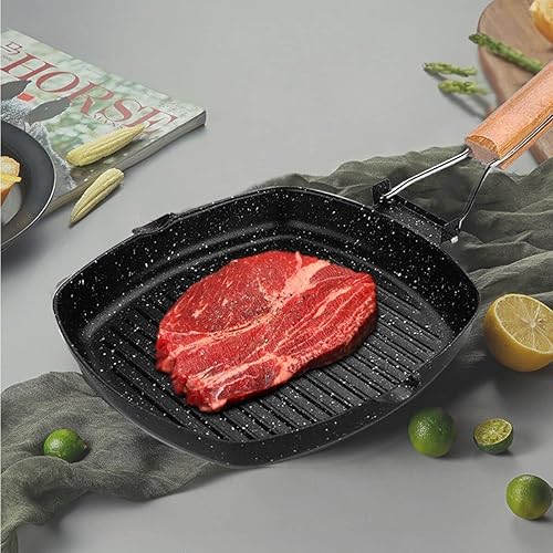 Miniatura 5 de Sartén antiadherente con mango plegable para carne, pescado y verduras para todas las fuentes de calor 9.4 in/9.4 pulgadas para estufas, inducción,