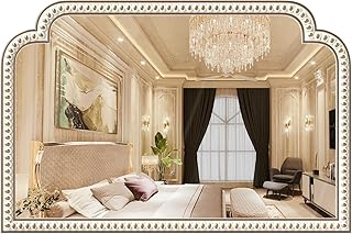 36x24 Inch Farmhouse Beaded Arched Wooden Wall Mirror, Boho Decorative M...