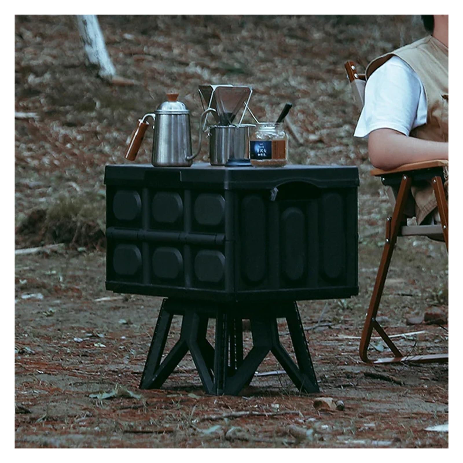 Przenośny plastikowy taboret camping z rączką o wysokiej nośności(Black)