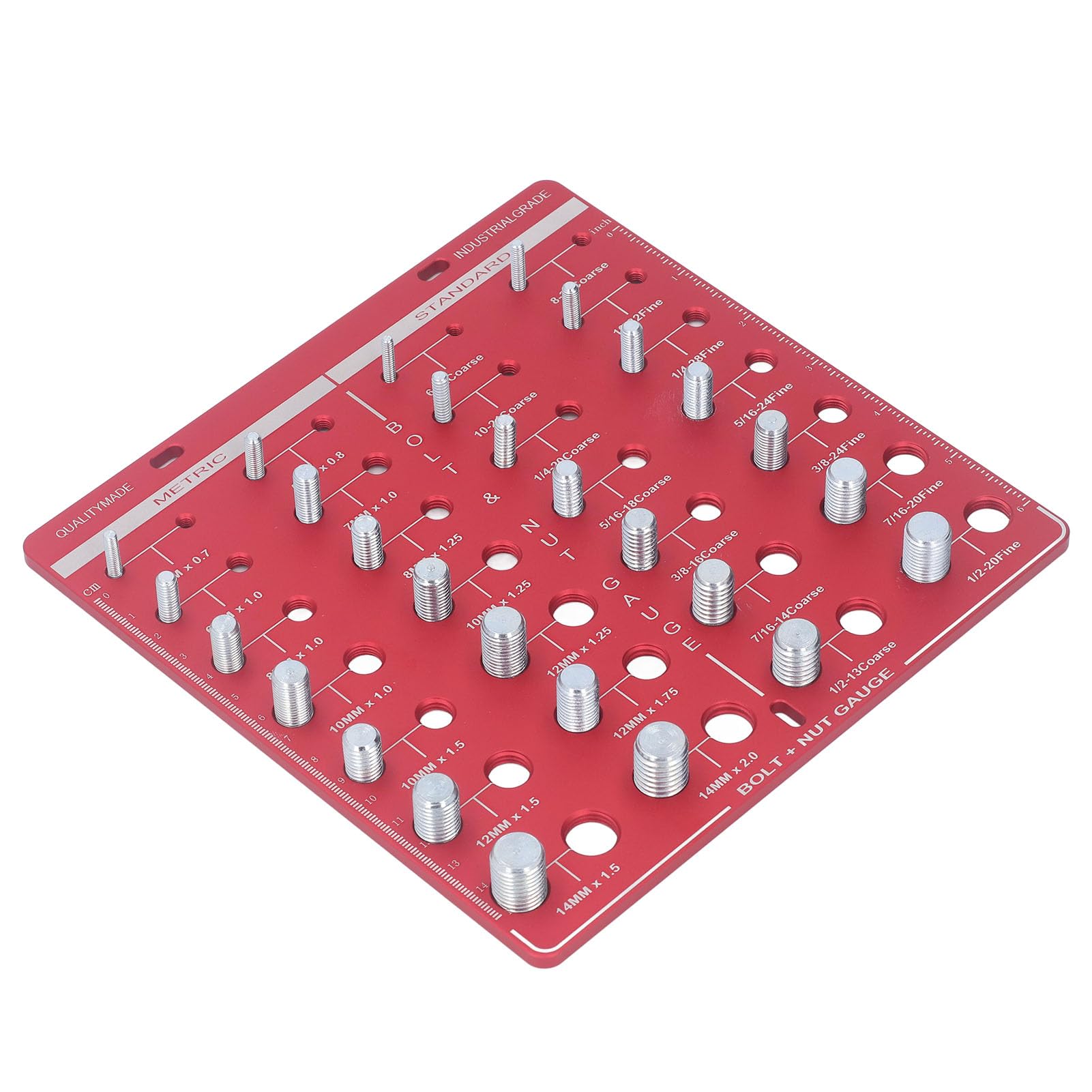 Nut and Bolt Thread Checker, 7.9x7.9in Aluminium Alloy Gauge, Easy, Accurate Ruler for Garage, Workshop and Repairing