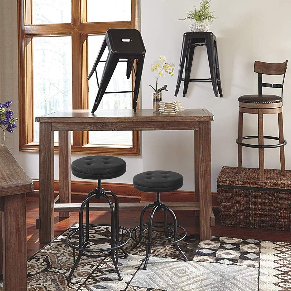 baibu Bar Stool Cushions, Super Breathable Round Bar Stool Cover Seat Cushion Black 12" - One Cushion Only