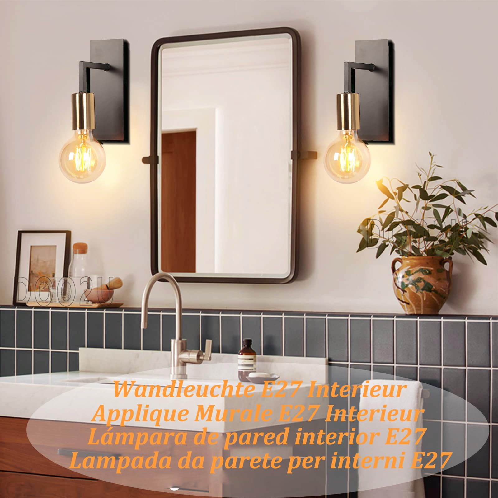 Applique Da Parete E27 Vintage Regolabile - Lampada Industriale Per Casa, 240&deg; Orientabile