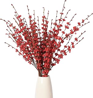 HUIANER Artificial Jasmine Flowers with Long Stem 6Pcs 29.5" Fake Flower Bouquet Faux Jasmine Plants for Wedding Bridal Bouquet Wreath Table Centerpiece Outdoor Décor (Red)