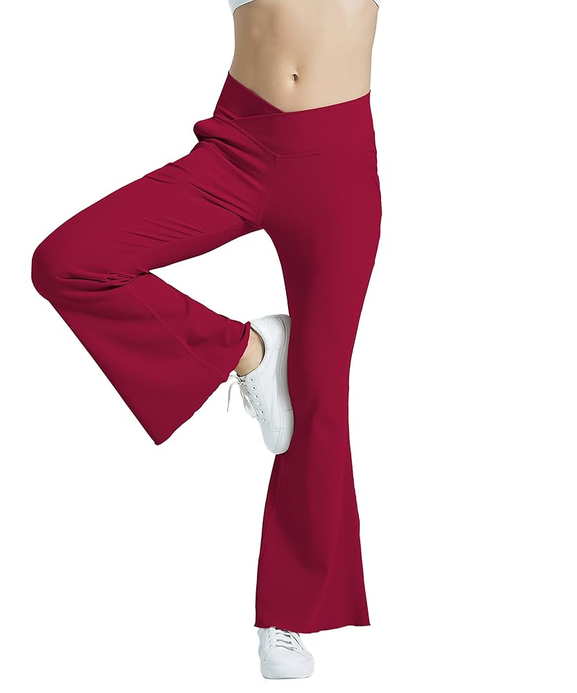 Flared Leggings For Women Womens Plus Stretch Cotton Fold-Over