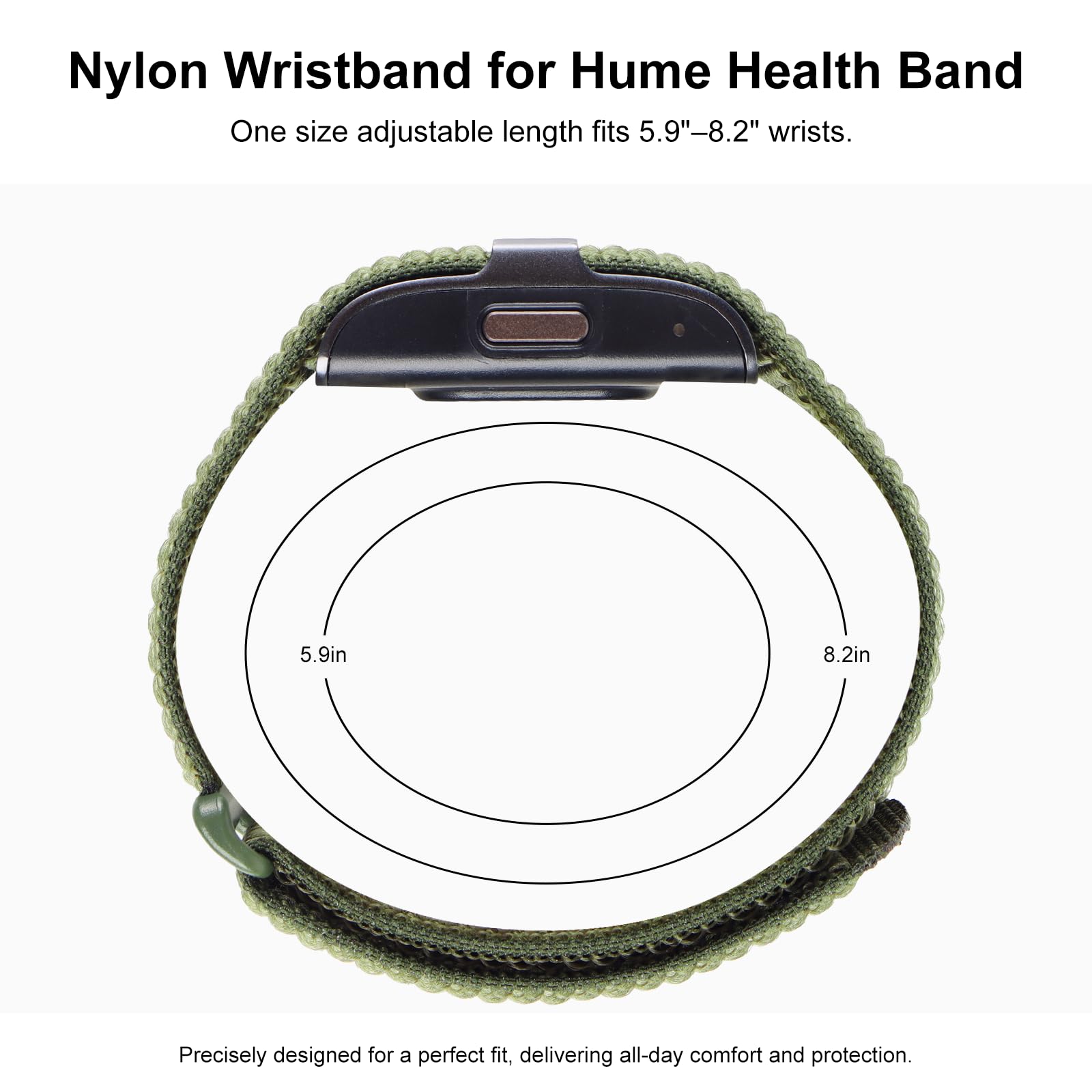 ZOOROO 3-Pack Nylon Loop Sport Replacement Bands Compatible with Hume Health Band, Soft Breathable Adjustable Wrist Band for Hume Band Replacement Strap Wristband for Fitness Tracker Women Men — view 4