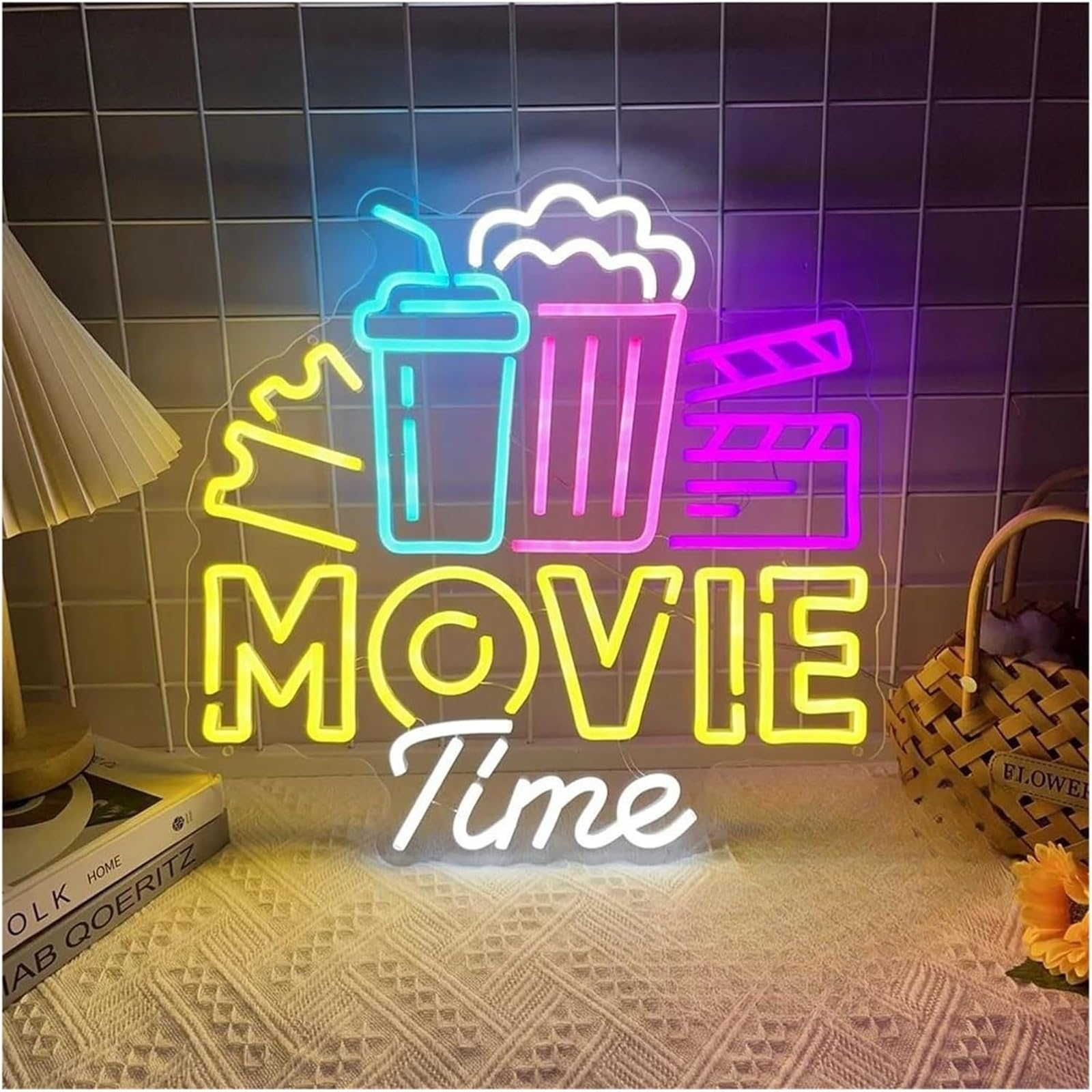 Lampada al neon Lampada al per neon con atmosfera rilassante per il cinema, luci, decorazioni murali(45x45cm)