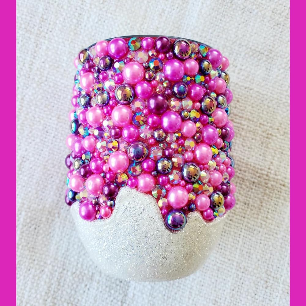 ASTARON 50g Mix Flatback Rhinestones Half Pearls for Crafts Mixed Size 3mm-10mm Flat Back Rhinestones for Crafts Flatback Pearls for Decorating Tumblers Mugs Nail Art Shoes (Rose Red Series) - Image 4