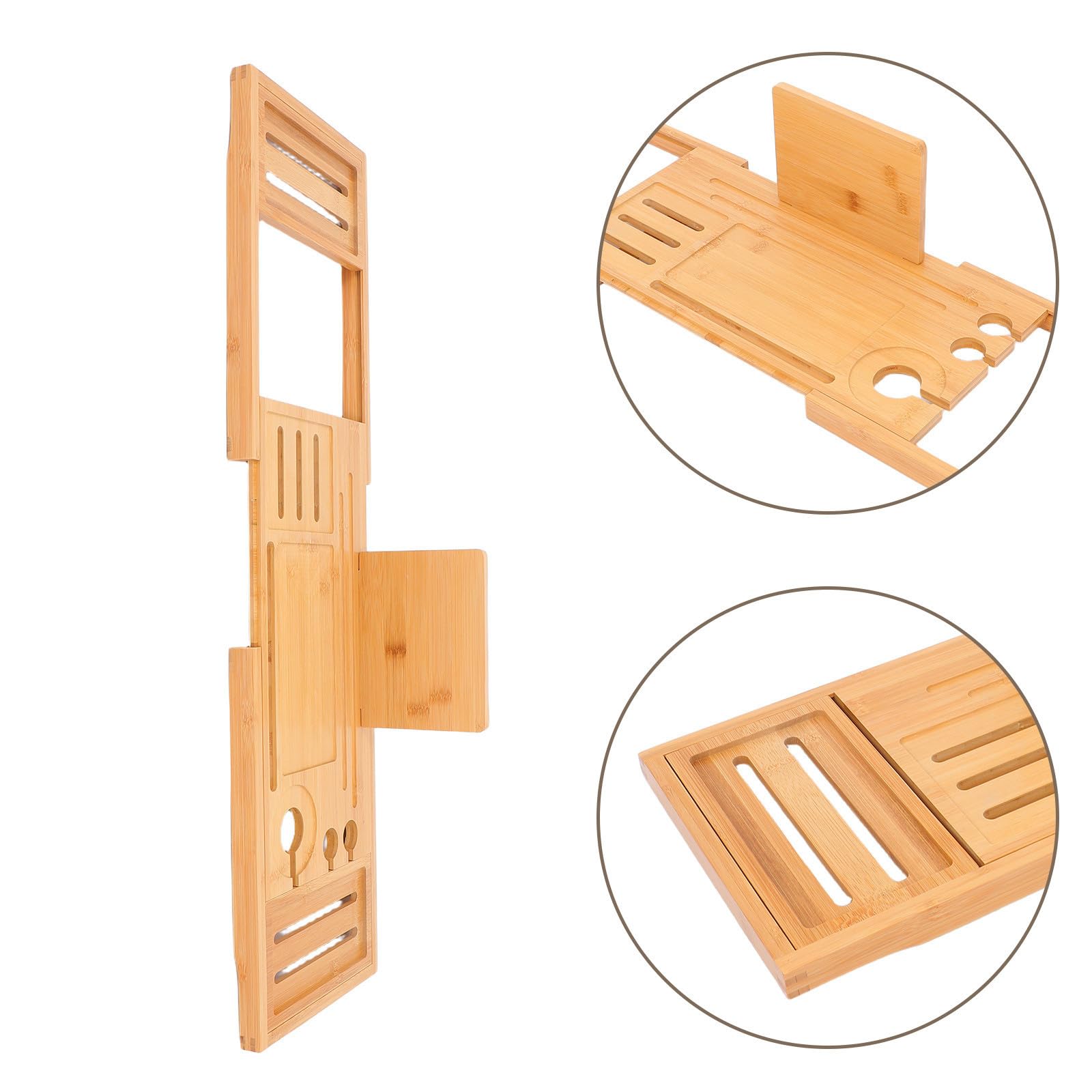 Toyvian Bandeja Extensible Modernos y Elegantes Diseño Ajustable para Bañera de Bambú y Resistente al Agua, Organizador Versátil para Accesorios de Baño