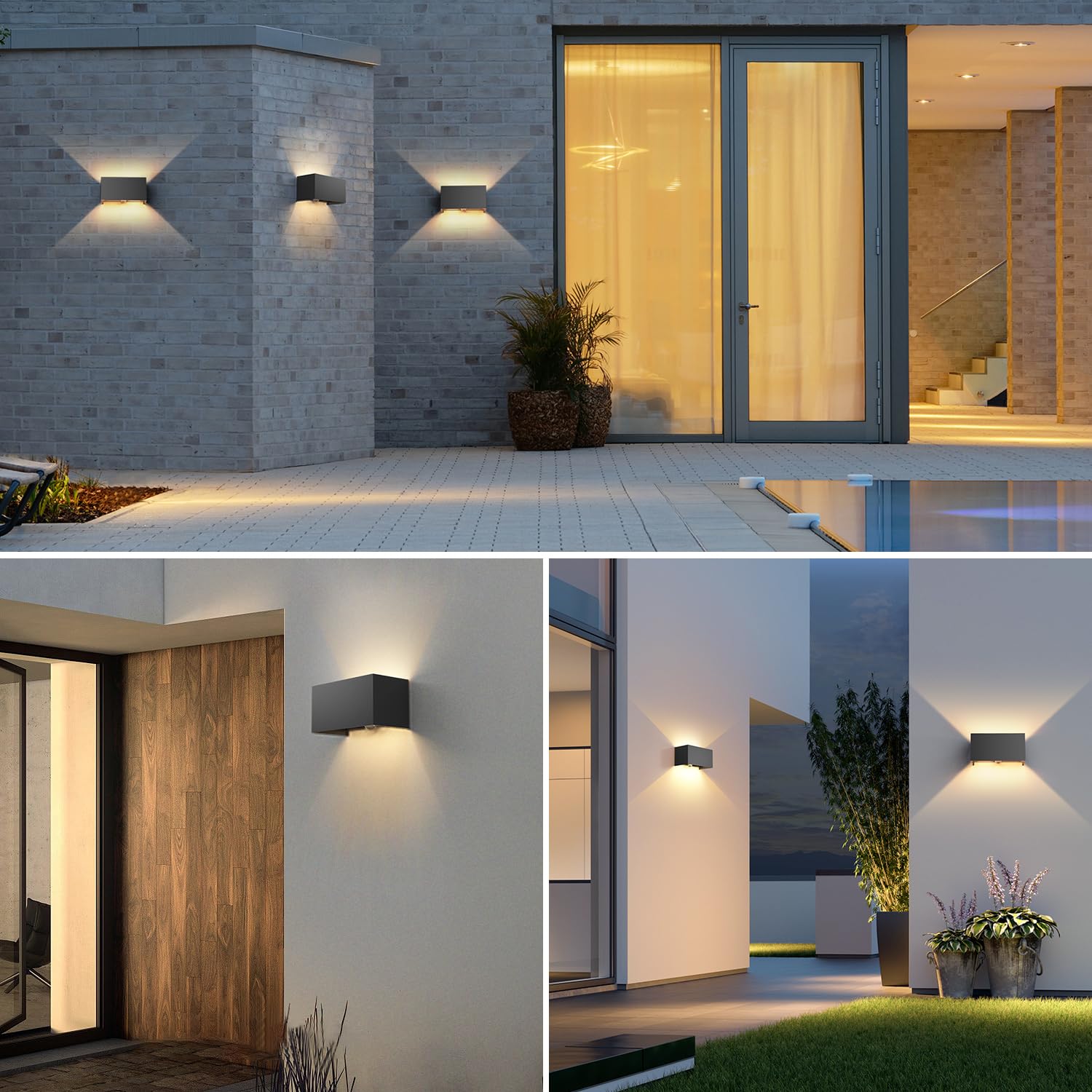 vatato 24W Außenwandleuchte mit Bewegungsmelder, IP65,3000K Warmweiß LED Wandleuchte Außen/Innen Aluminium, Einstellbarer Lichtstrahl außenlampe mit bewegungsmelder für Flur/Weg (Schwarz 2 Stück)