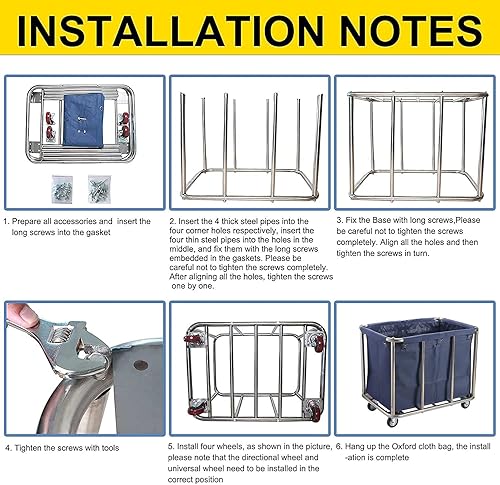 Miniatura 5 de Carrito de lavandería grande con ruedas, cesta de almacenamiento con ruedas de alta resistencia, camión de carga de 330 libras para hoteles