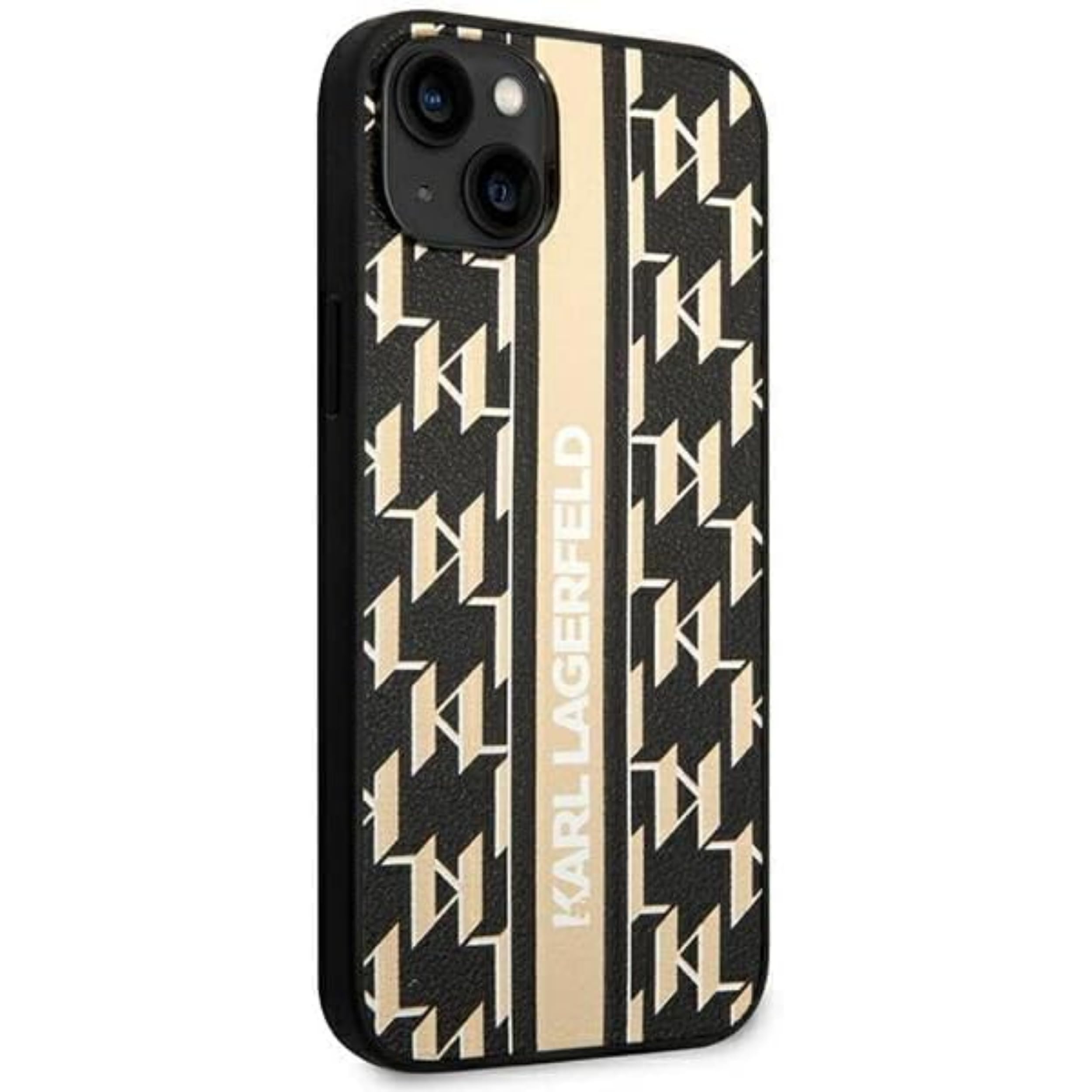 Karl Lagerfeld KLHCP14LSTMMK Custodia rigida per iPhone 14 Pro 6,1 nero/nero Logo a placca Monogram Cinturino
