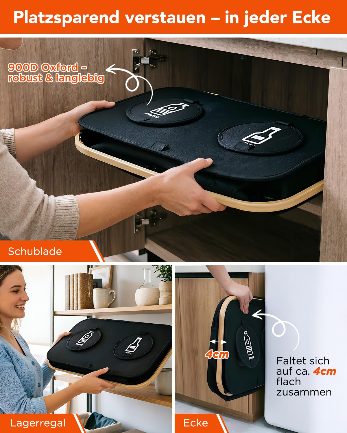 SOUTHGATE 140L Pfandflaschen Sammelbehälter, 2 Fächer, Schwarz
