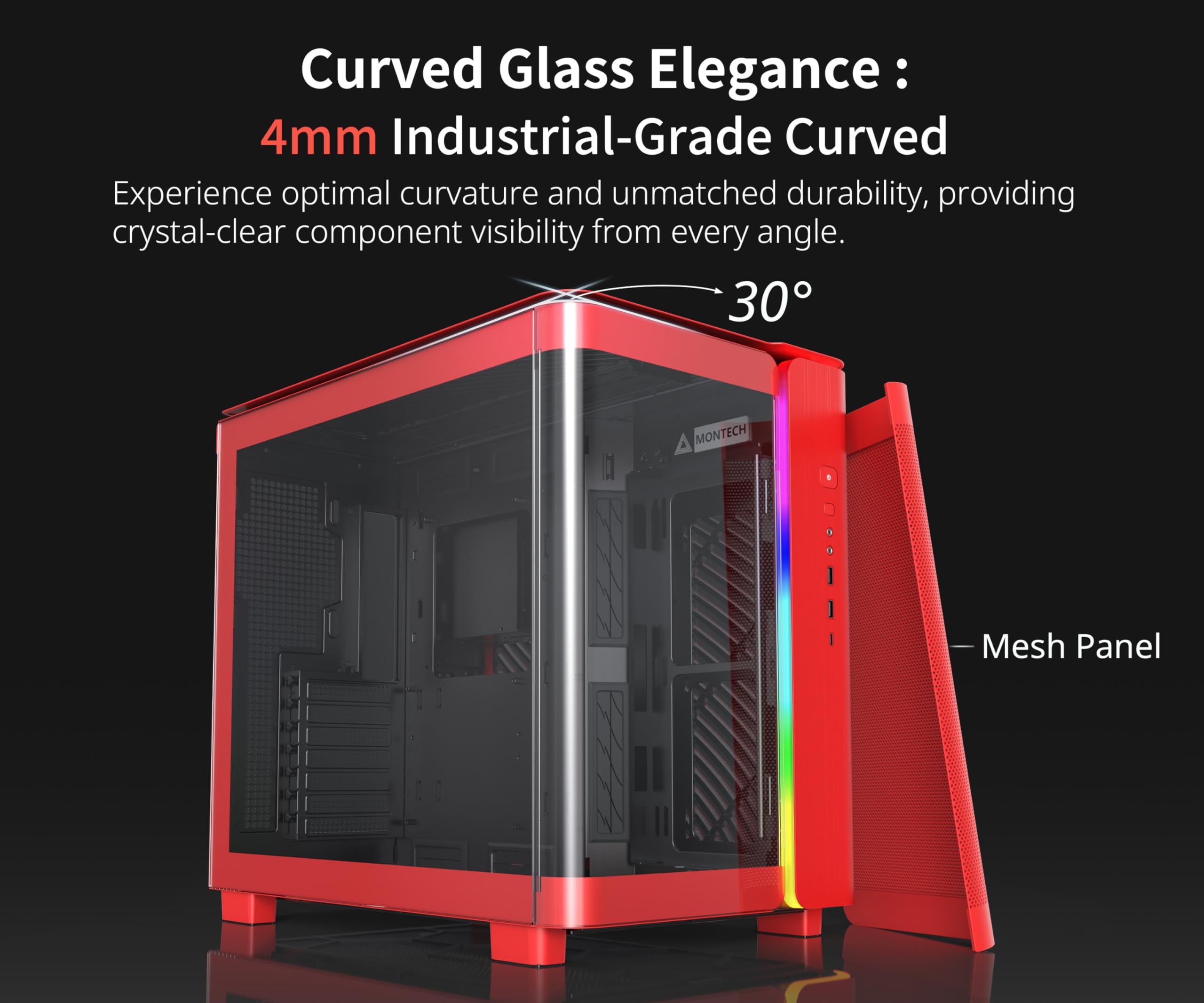Amazon | MONTECH、King 95 デュアルチャンバー ATX ミッドタワー PC 