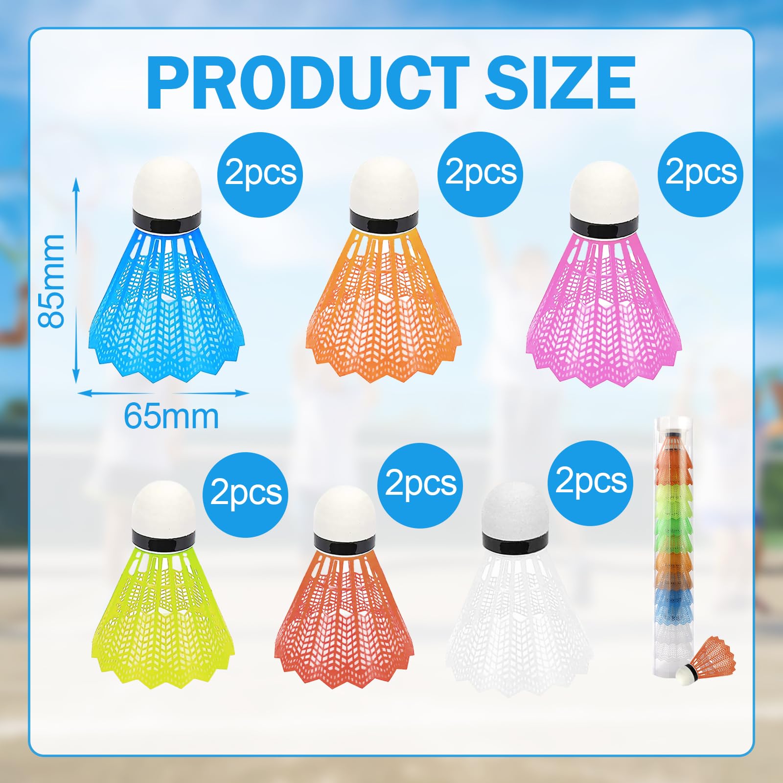 12 Pezzi Volani da Badminton Nylon Volano Badminton Volani Badminton Plastica per Sport Interni e Esterni Allenamento