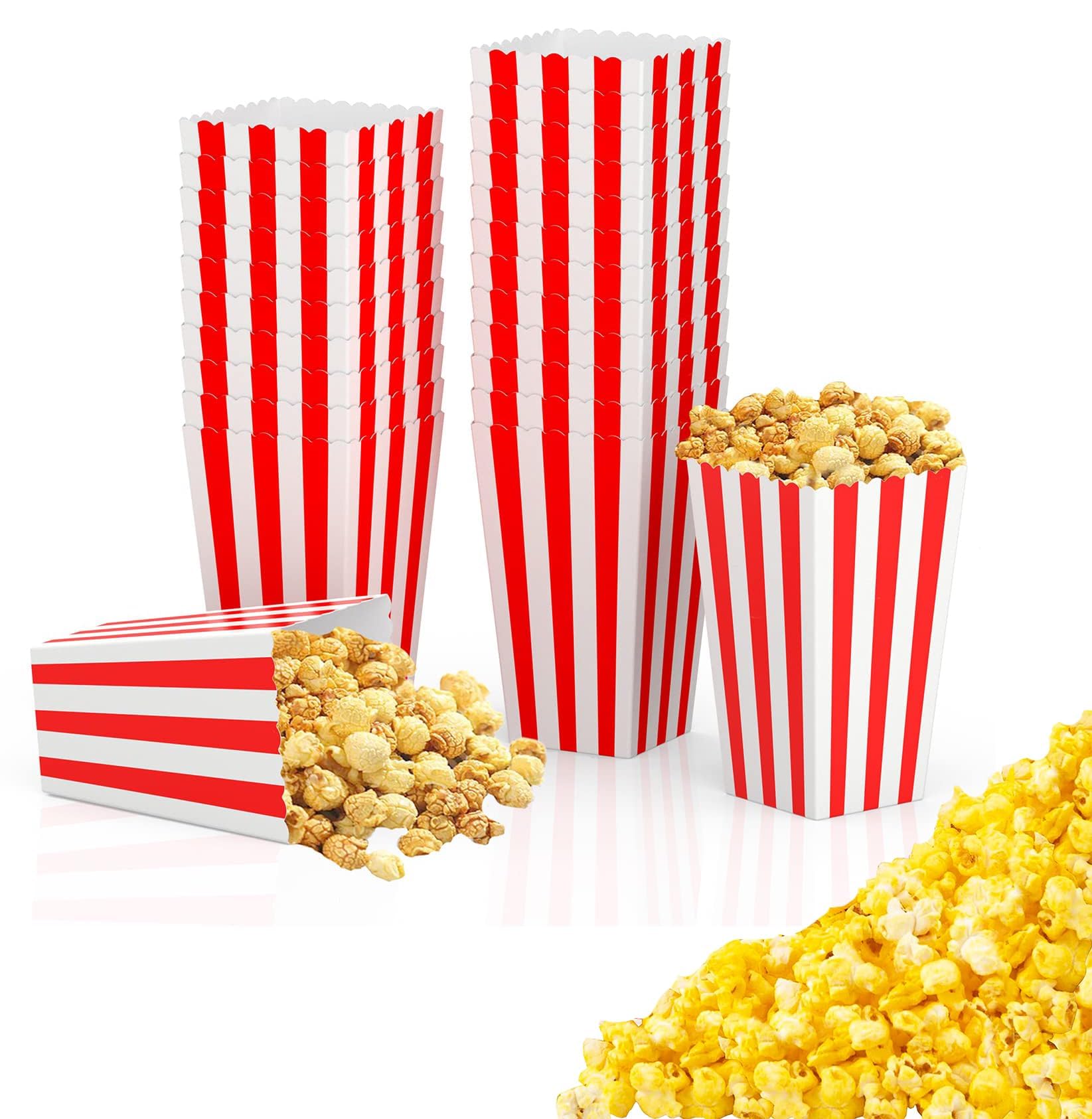 Sponsored Ad – Sweet seven 25 Red Stripe Pattern Popcorn Boxes for Party Decor - 19.8x7CM Dinnerware Set