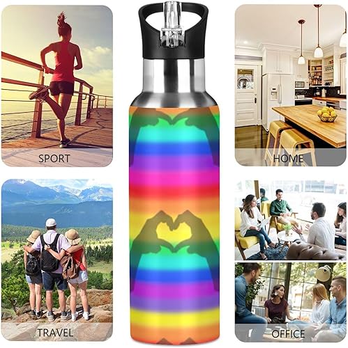 Miniatura 5 de BPA-Free Sport Water Bottle 20 Oz, Insulated Water Bottle for Gym Outdoor Travel School, Rainbow Stripes