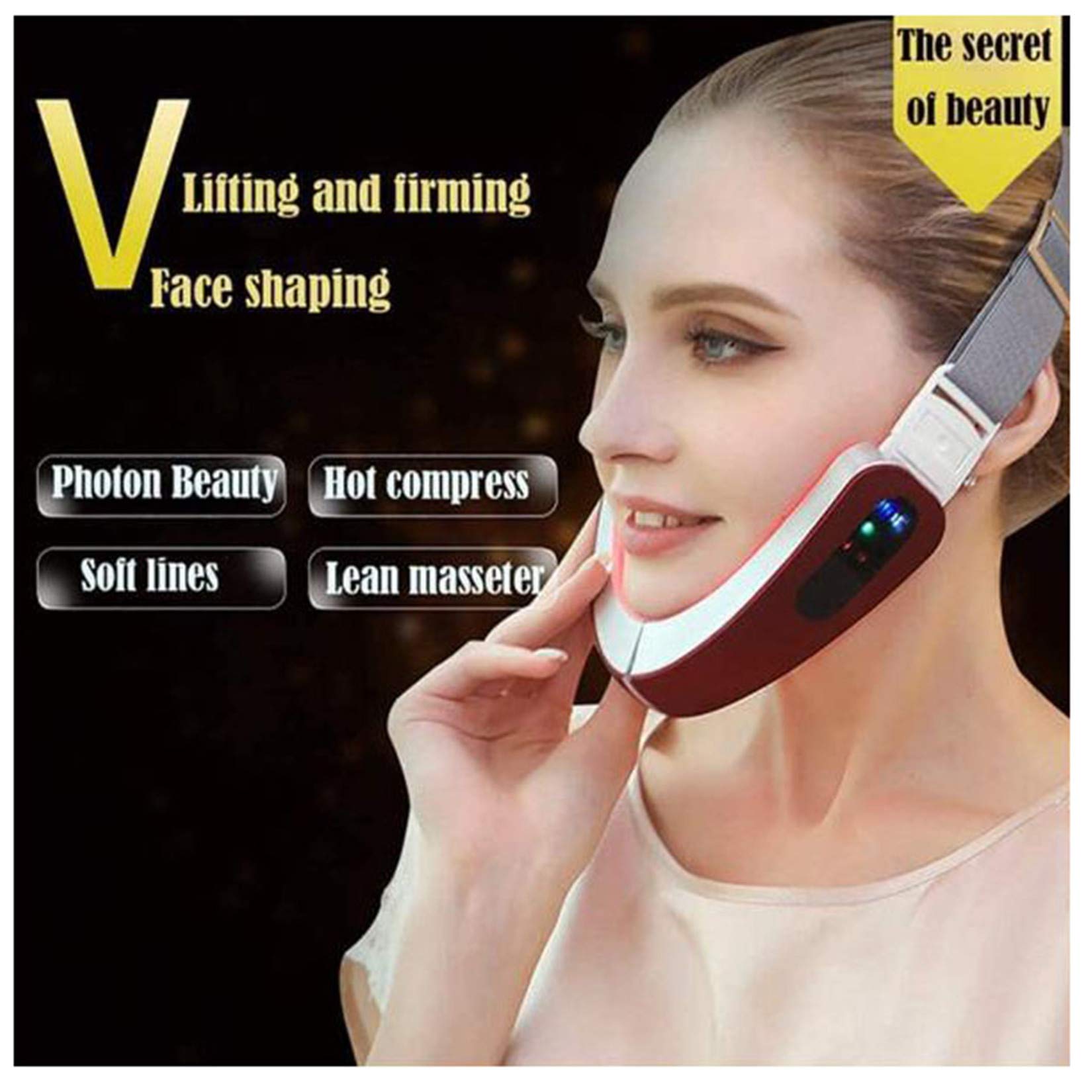 V-Face Lifting Instrument, fotonoterapia LED Micro-Current Viso Dimagrante Massaggiatore Massaggiatore Modellante a V Viso Strumento per Il Lifting del Viso, Doppio Mento a Forma di V per Sollevare