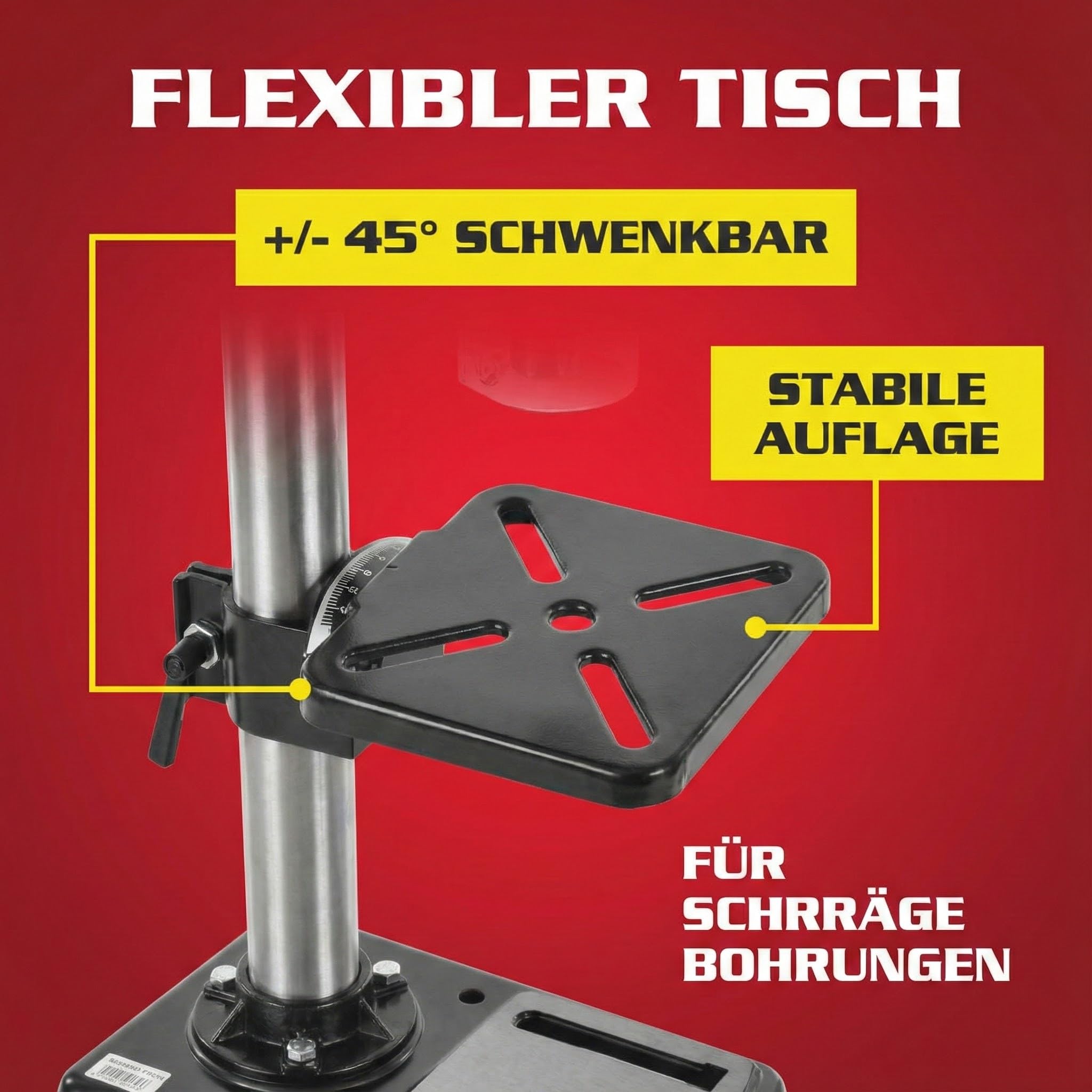 Hecht Standbohrmaschine, Säulenbohrmaschine mit starken 500 Watt – 9-stufige Dreh-zahlregelung, drehbar - und höhenverstellbarer Bohrtisch – Späneschutz - Ideale Standbohrmaschine, Tischbohrmaschine