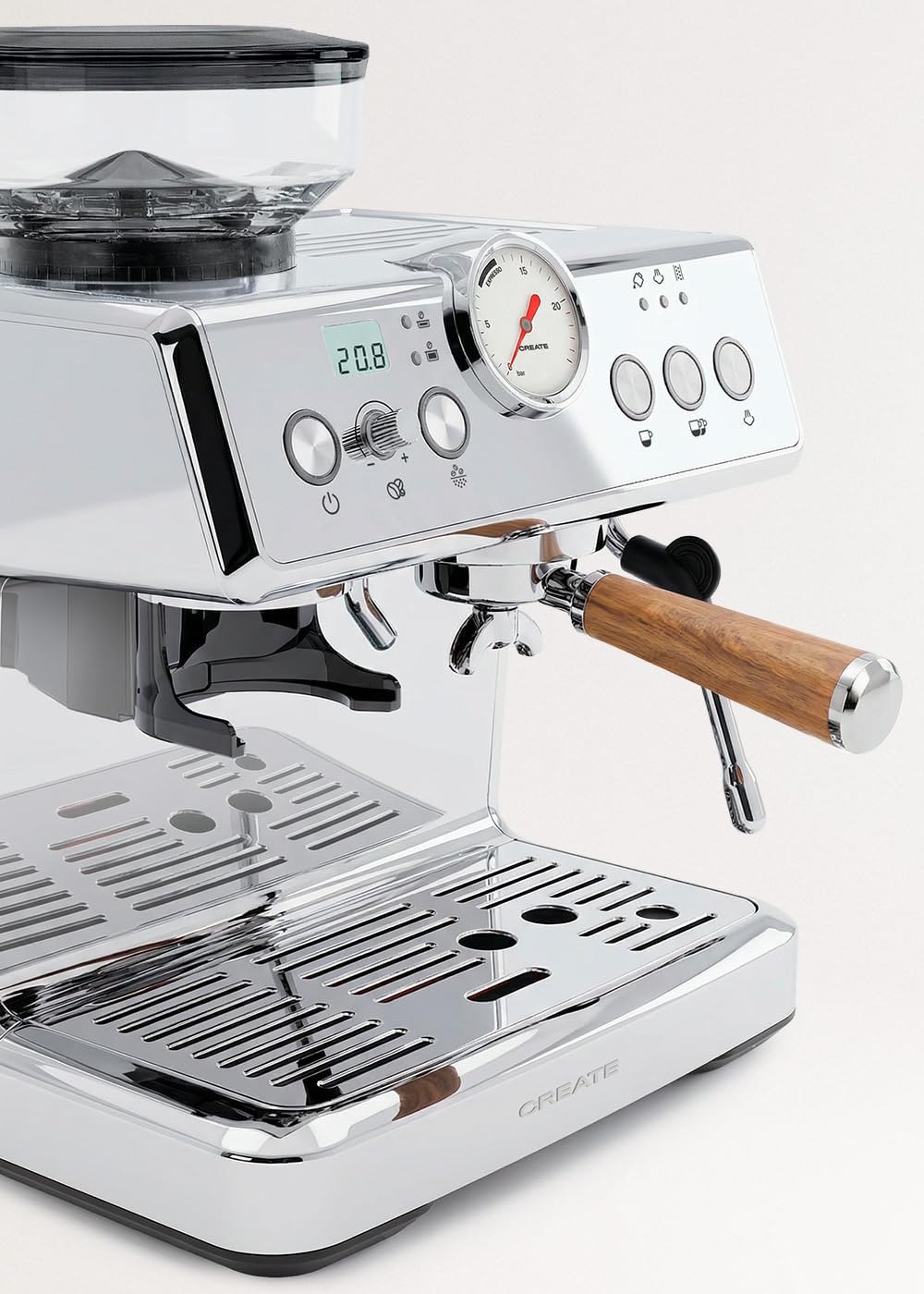 CREATE / THERA CLASSIC ADVANCE/Cafetera express semiautomática con vaporizador / 20 bares, depósito 250g, filtro 1-2 tazas, 15 ajustes de molienda, 2450W