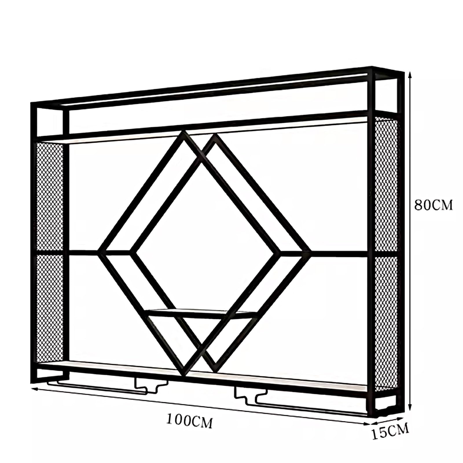 Wine Rack Wall Lujoso Botellero de Hierro Lacado en Forma de Diamante, Botellero de Pared para Vino con Luz LED y Portavasos para Cocina, Salón, Barr, Cafetería | Iron Lacquer Wine Rack, Industrial Bari Shelves for Home Barr, Kitchen, Dining Room(Gold,100