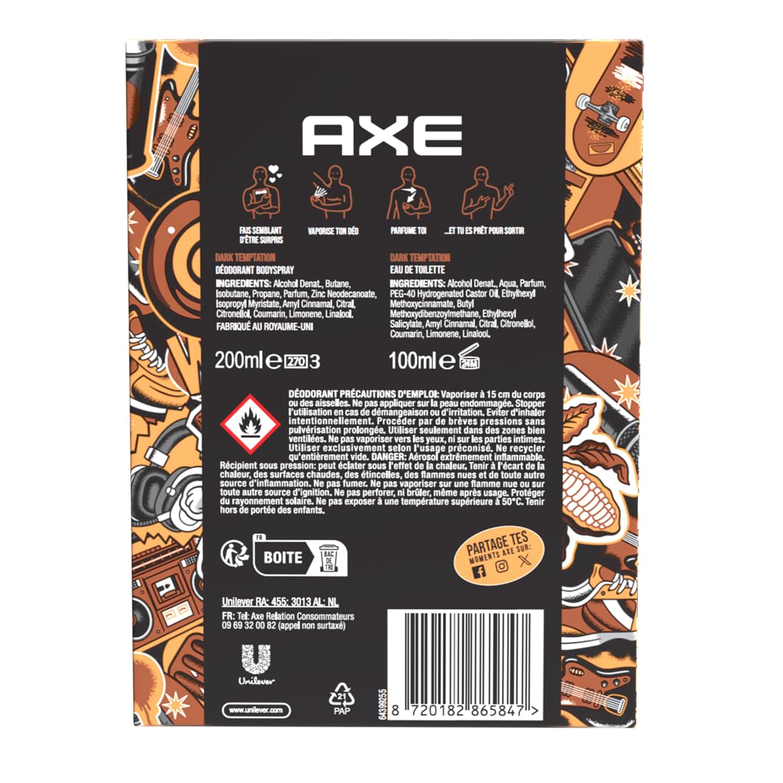 Axe Zestaw męski Dezodorant Woda toaletowa Dark Temptation x1