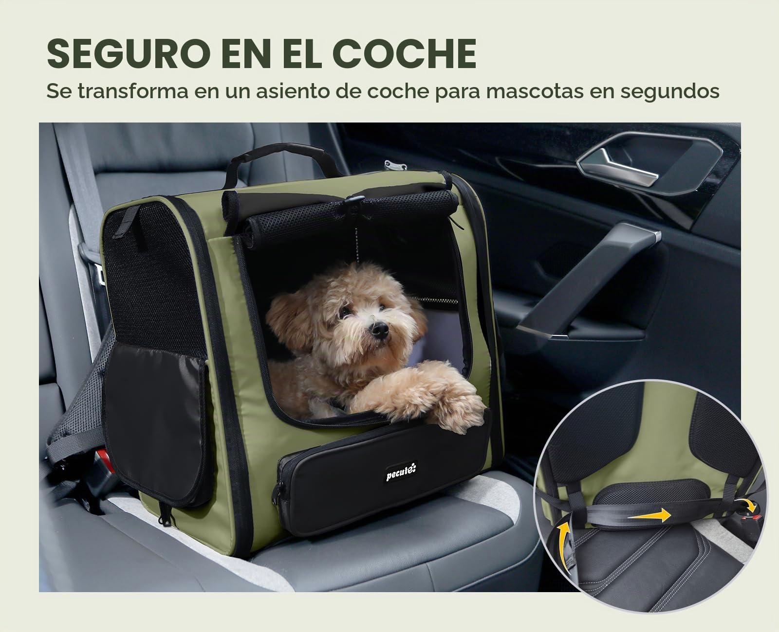Pecute Mochilas para Gatos ensanchadas < 6 kg, Bolsas de Transporte para Perros, Asiento de Coche para Perros, estables seguras, Transpirables para Senderismo al Aire Libre, Viajes en Coche