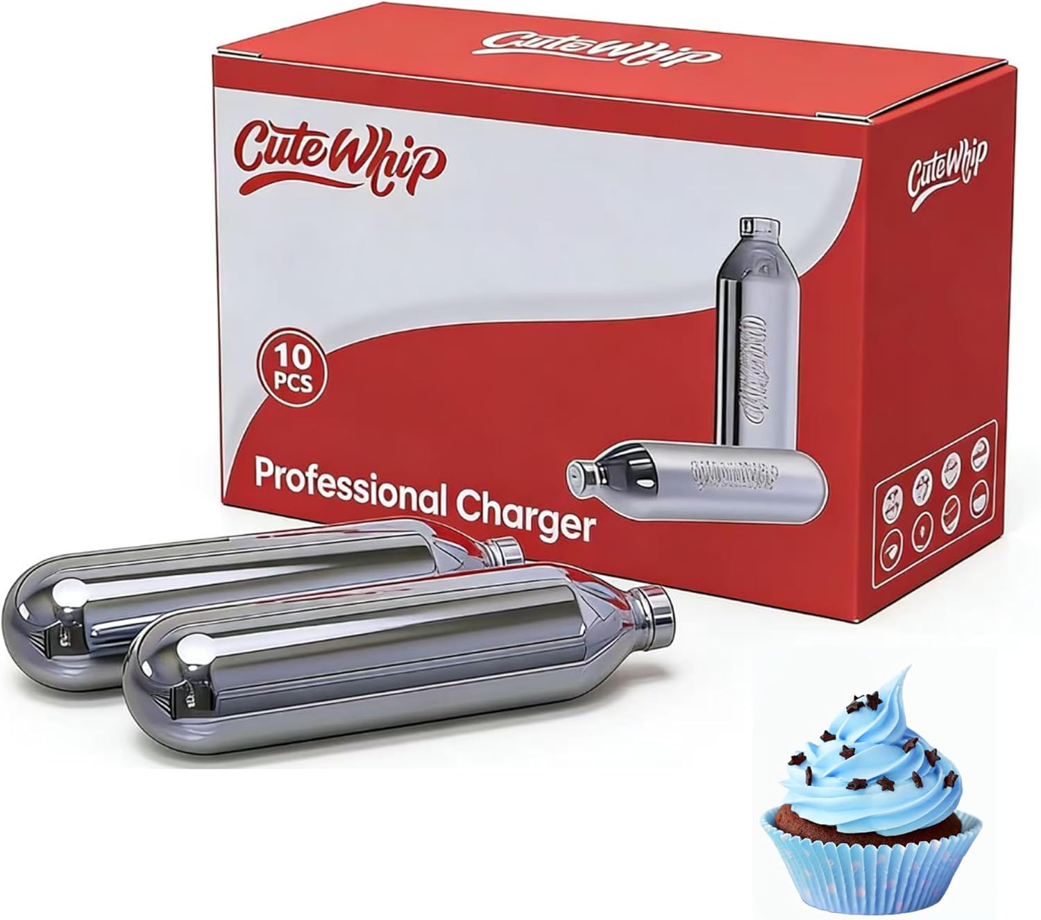 Professional Cream Chargers Whipped Cream Chargers 8g- 10 pack x5 Professional Culinary Use for Whipped Toppings, Mousses & Foams