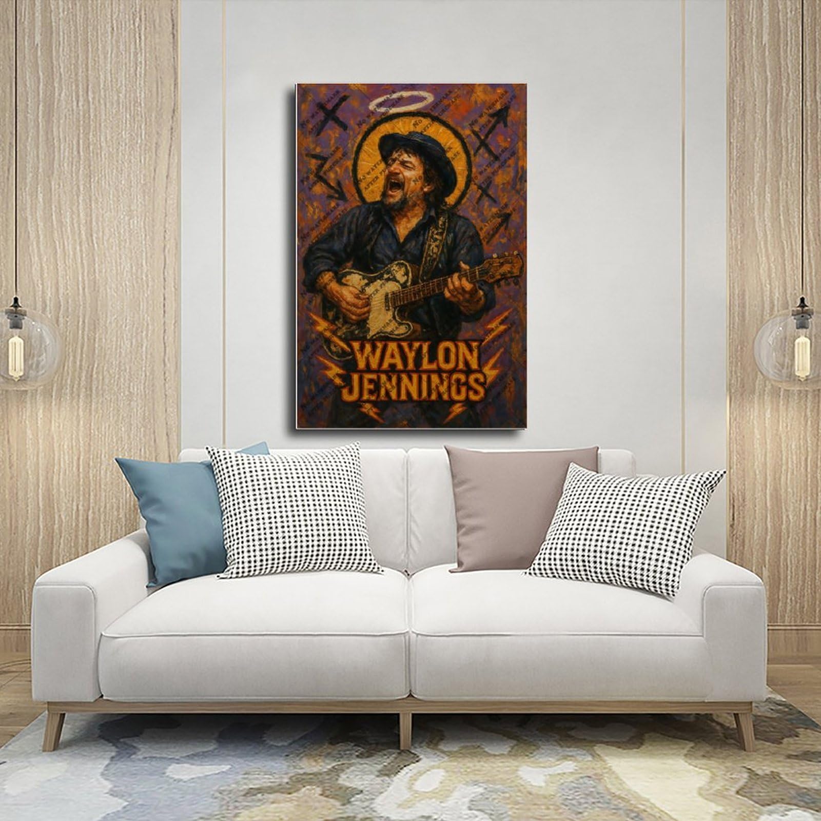 ZYGNBHL Poster della serie "Heaven Needs Country Music", cantante Waylon, decorazione per sala d'intrattenimento, idea regalo, 60 x 90 cm