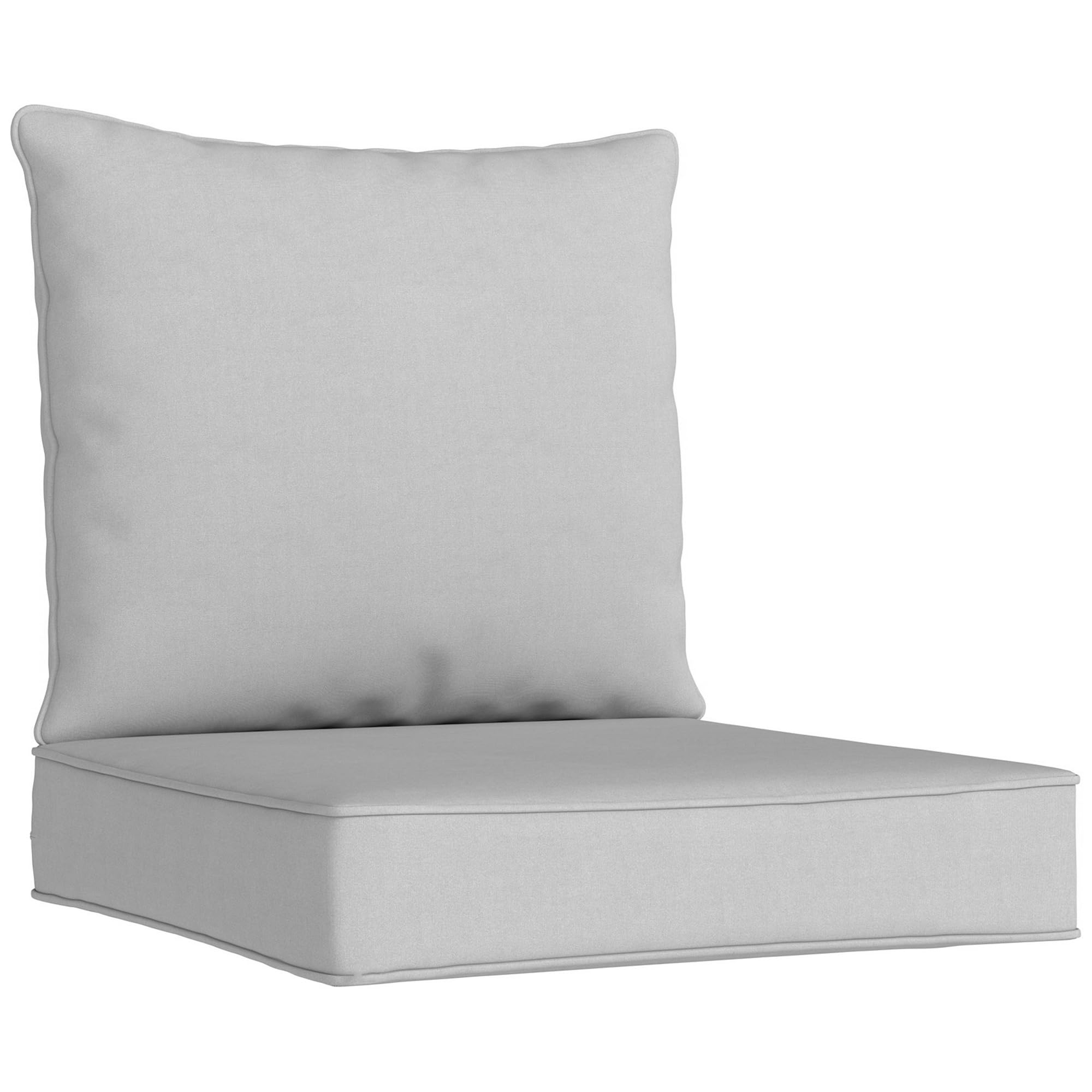 Outsunny Outdoor Seat and Back Cushion Set, 63L x 55W x 15Dcm Patio Deep Seating Chair Fade Resistant Replacement Cushion for Rattan Sofa, Indoor or Outdoor Furniture, Light Grey