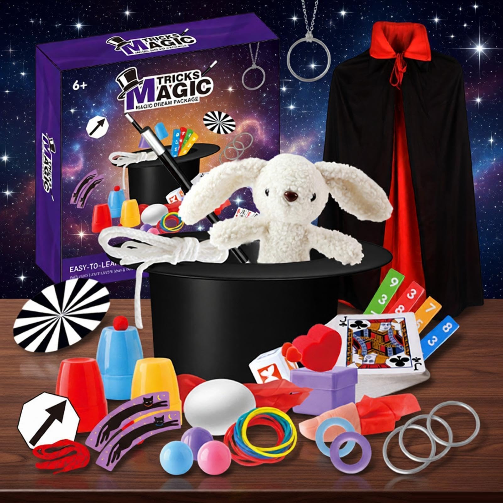Set Magico per Bambini con Bacchetta , Cappello e Giocattoli Educativi