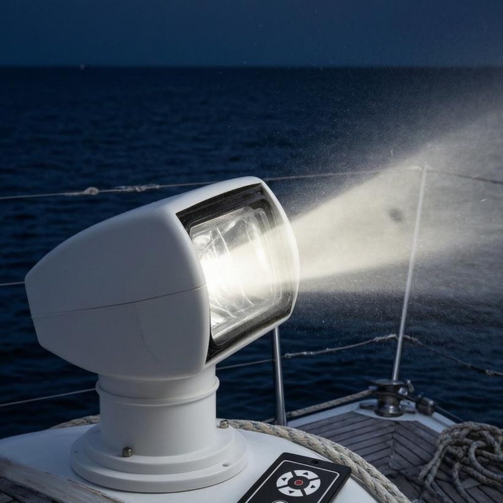 Qianly Ferngesteuerter Suchscheinwerfer Kabelgebunden Fernbedienter Suchscheinwerfer Weiß Marine Scheinwerfer für Boot, Weiß 24V Halogen Luxus Fernbedienungspanel