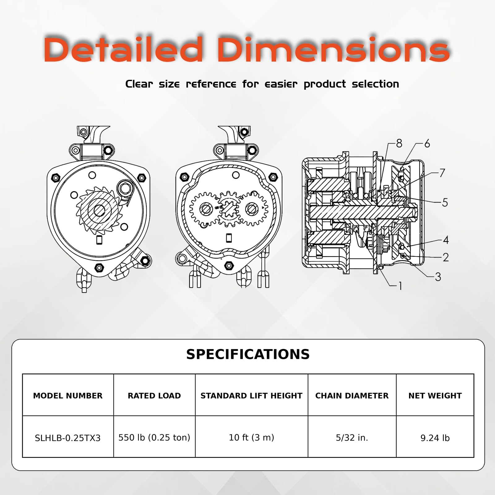 Manual Chain Hoist - 550 lb / 1,100 lb Capacity -3 Manual Chain Hoist - 550 lb / 1,100 lb Capacity -3