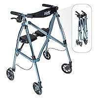 Vista 1 de Stander Space Saver Andador plegable, andador plegable ligero con asiento para personas mayores y adultos, ayuda de movilidad de 4 ruedas con ruedas