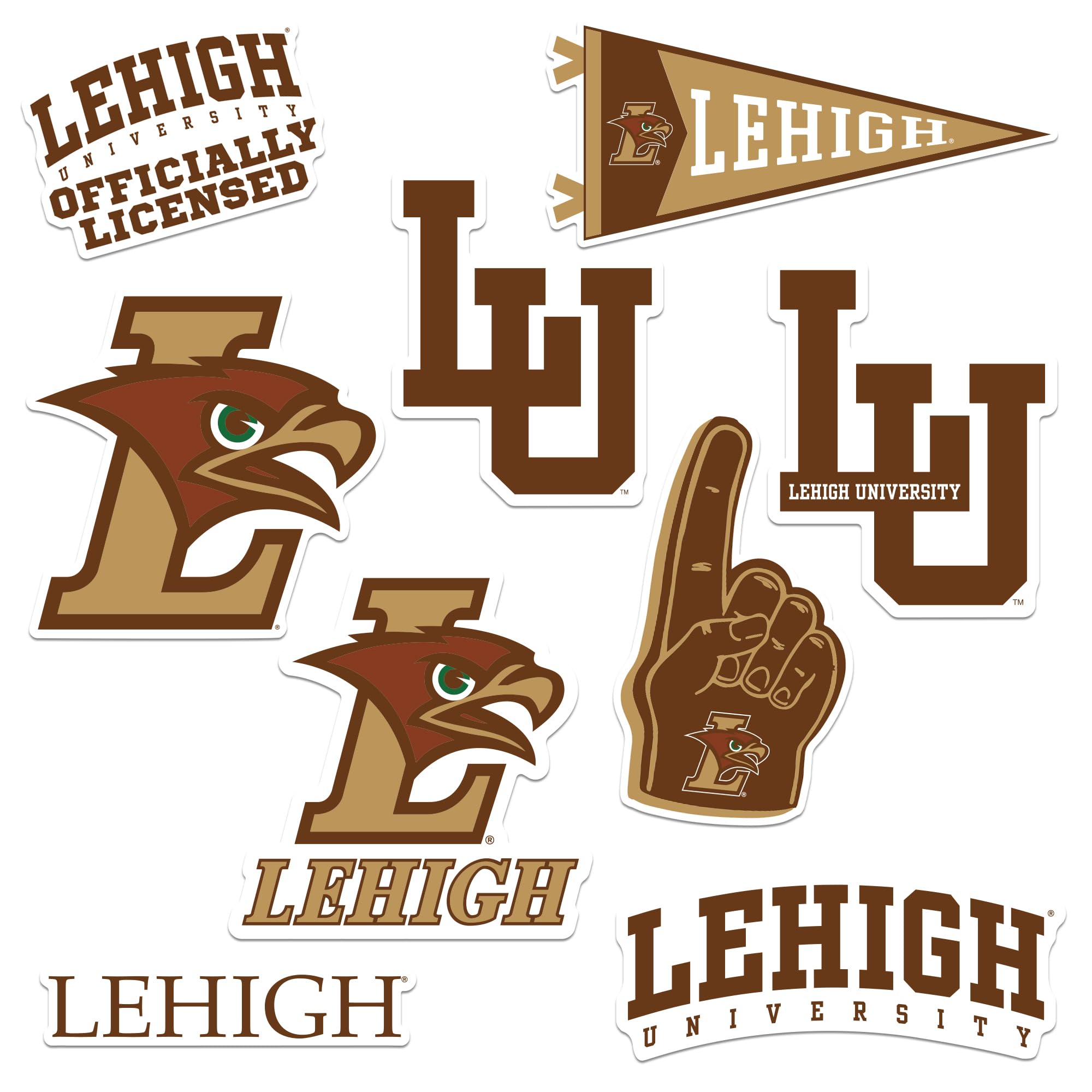 Lehigh University 8ct Vinyl L Deluxe Stickers, Indoor/Outdoor, Set of 8