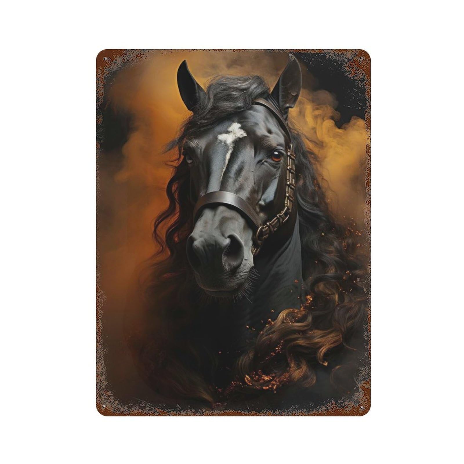 Rust Effect Hot Sunset Horse Wildlife Vintage Rust Metal Sign 15.7"x11.8", Farmhouse Wall Decor for Farmhouse, Kitchen And Entryway Decor