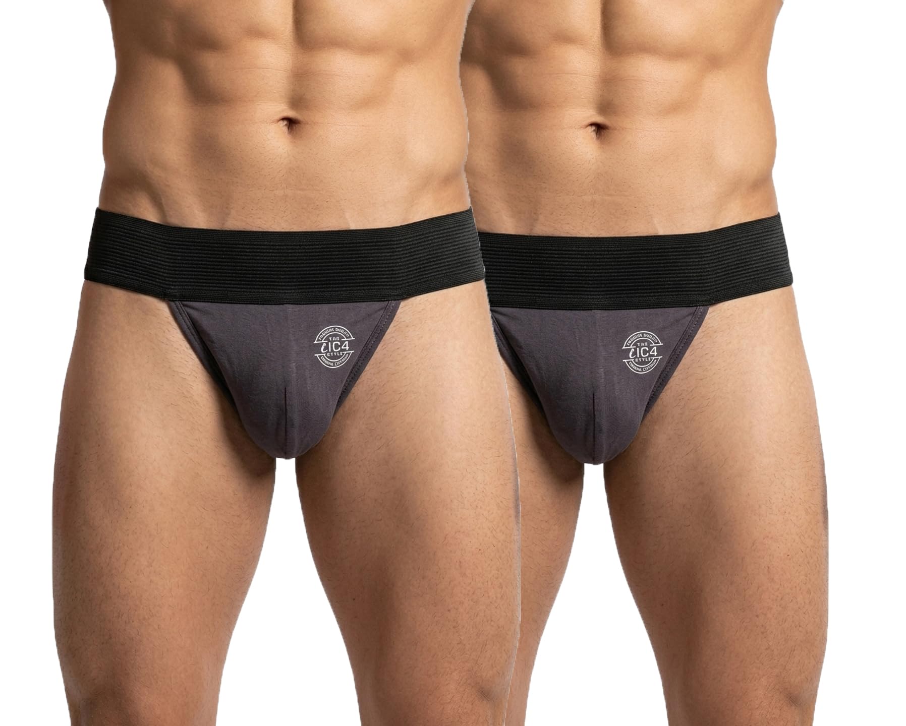 IC4 Luxury Edition Combo Pack of 2 Men's Modal Cricket & Gym Supporter with Guard Pouch | Premium Sports Innerwear, Charcoal, Large