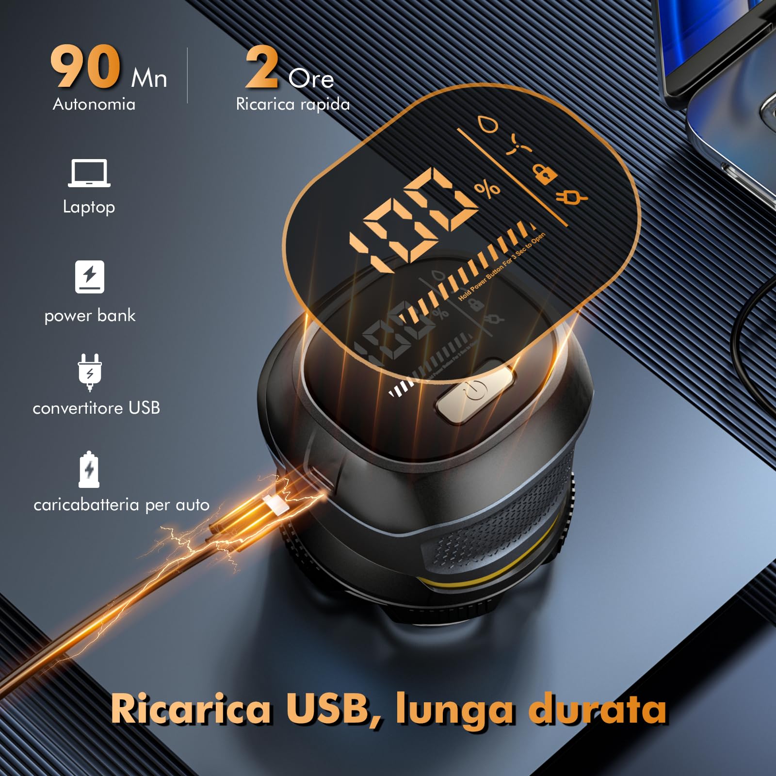 Rasoio Elettrico Testa Calva Uomo, IPX7 Impermeabile Rasoio Elettrico Barba, 6D Rasoio Testa Magnetiche, Rasoio Capelli Uomo Testa Calva con Display LED &Type-C
