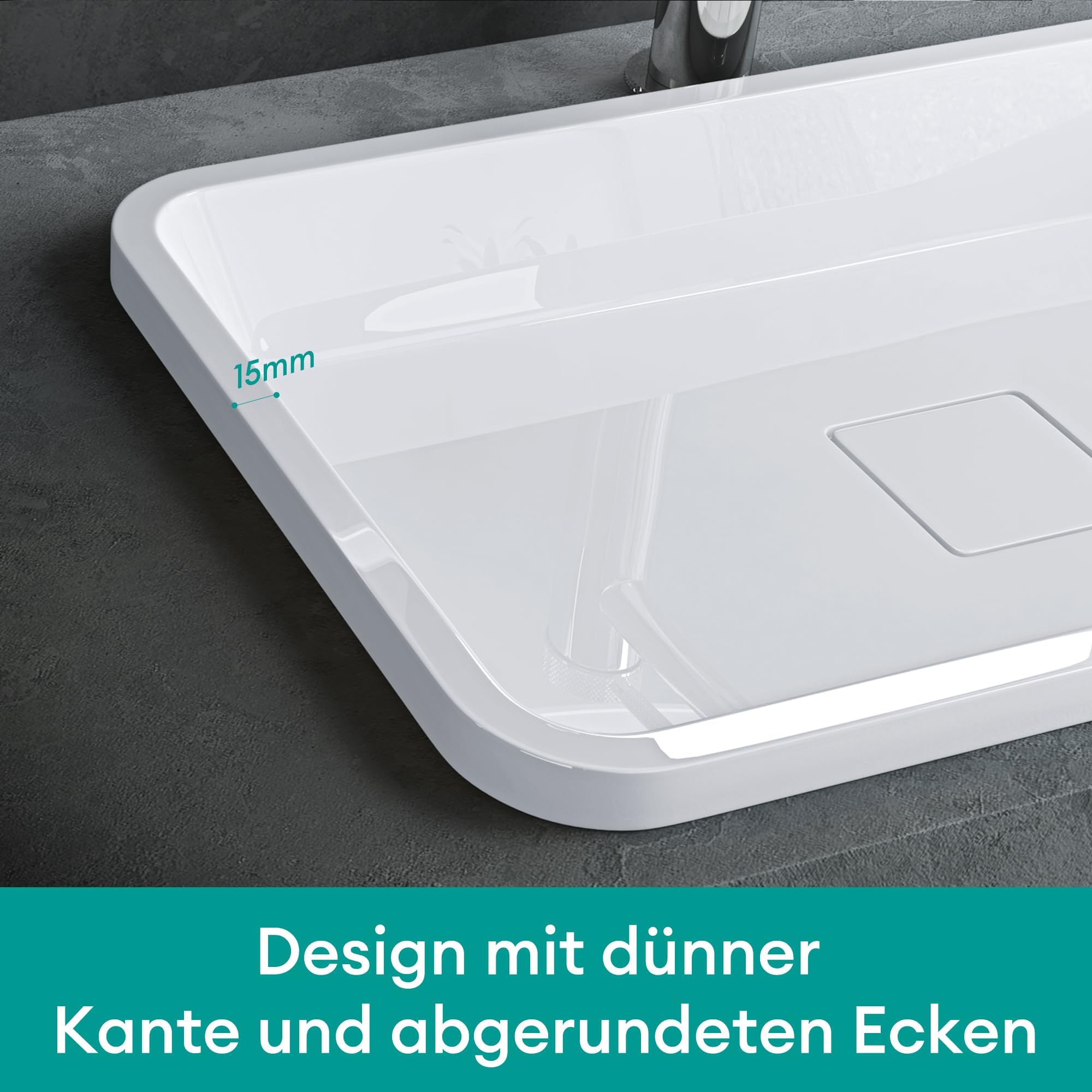Mai & Mai Lavabo da Incasso 53x33x10.5cm, Lavandino Bagno da Appoggio Rettangolare da Minerale Fuso, Bianco Lucido, Colossum104