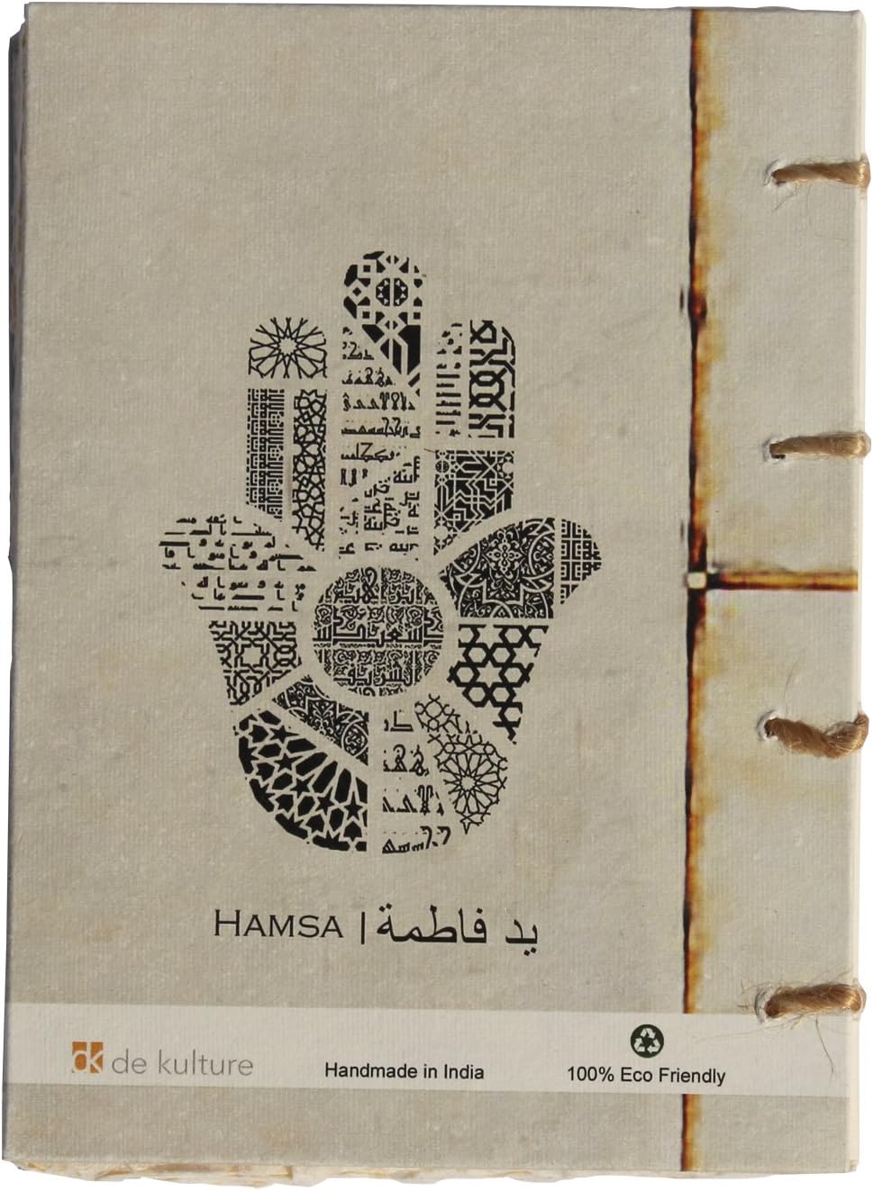 DeKulture Hamsa Hand Artwork A5 Leatherbound Journal | Gratitude Journal, Eco-Friendly Paper (140 Pages, 125gsm) | Gift for Positive Thinkers
