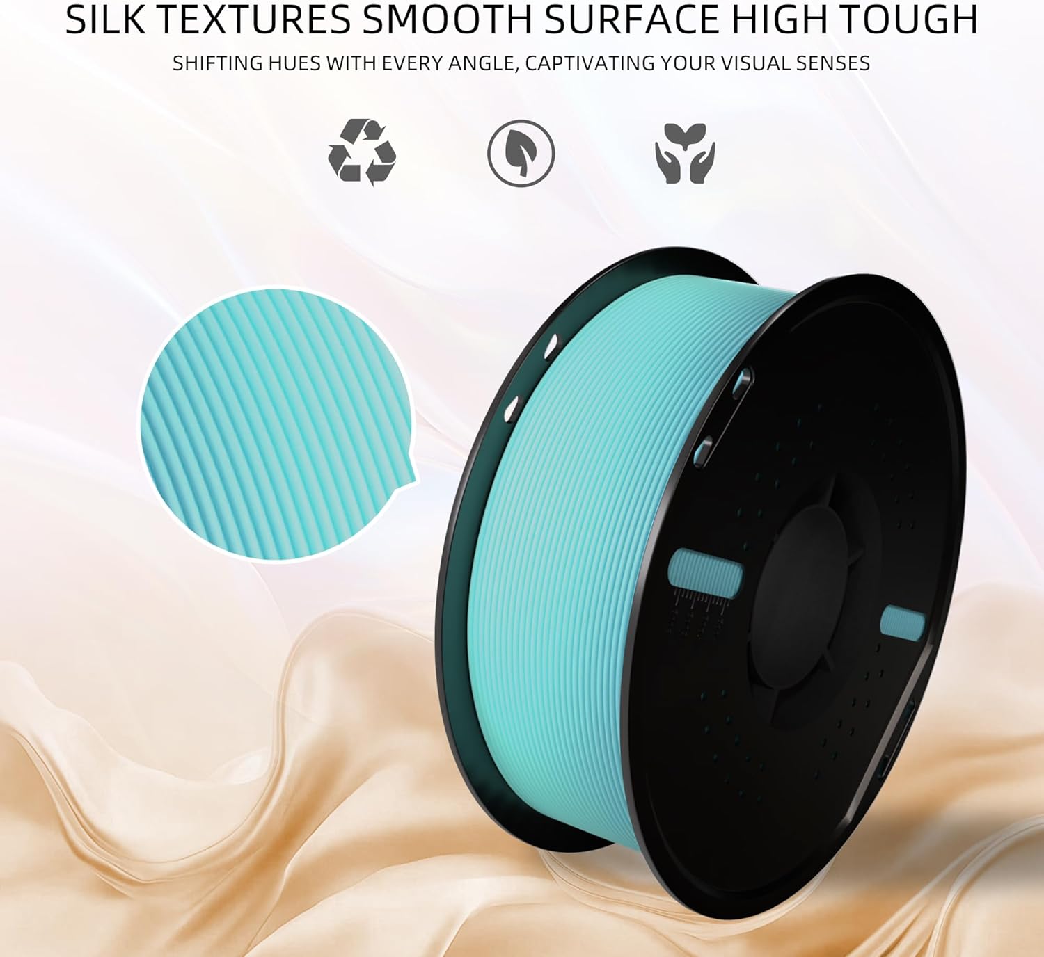 Silk Filament PLA 1.75mm Silk 3D Printer Filament, Silk 1kg Spool (2.2lbs), Dimensional Accuracy +/- 0.02 mm, Fit Most FDM Printer (Silk Rainbow)