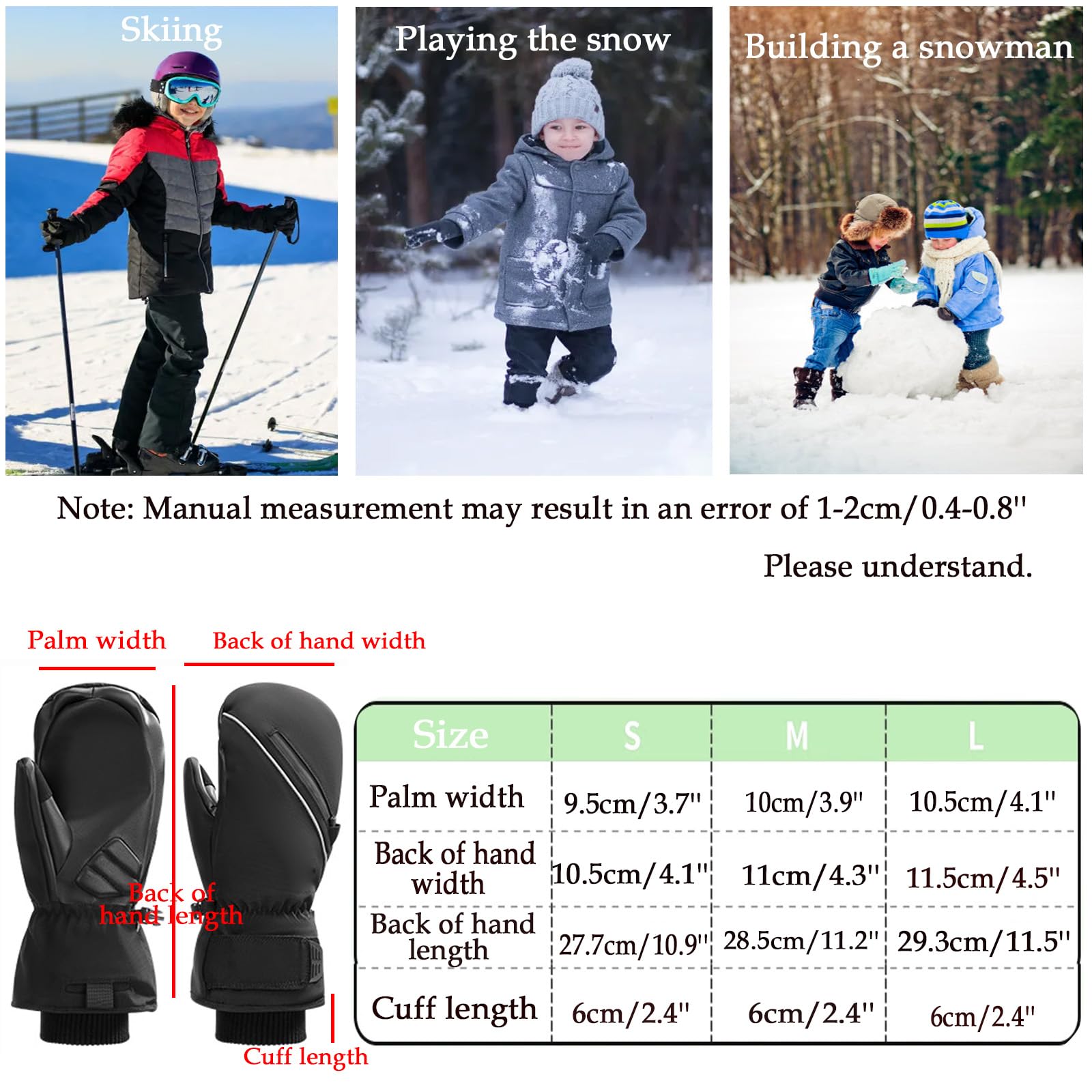 Guanti Touch Screen Invernali, Guanti da Sci, Muffole Calde con Interno Felpato, Guanti Termici Freddo, Antivento E Impermeabili, Regali per Uomo E Donna,[b] Black,M