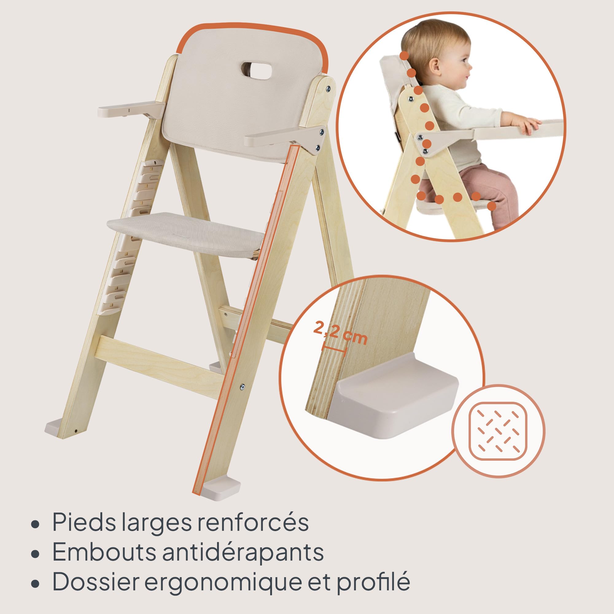 Lionelo Floris Chaise Haute Bébé Évolutive, 6 Mois-12 Ans, Beige | Chaise Haute jusqu’à 15 kg, Chaise Enfant jusqu’à 40 kg, Siège et Repose-Pieds Réglables, Plateau Amovible, Harnais 5 Points