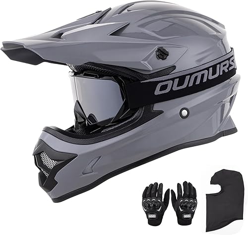 Casco de motocross para adultos con gafas, guantes y máscara ajustable, visera solar, casco para adultos, todoterreno, motocross, descenso,