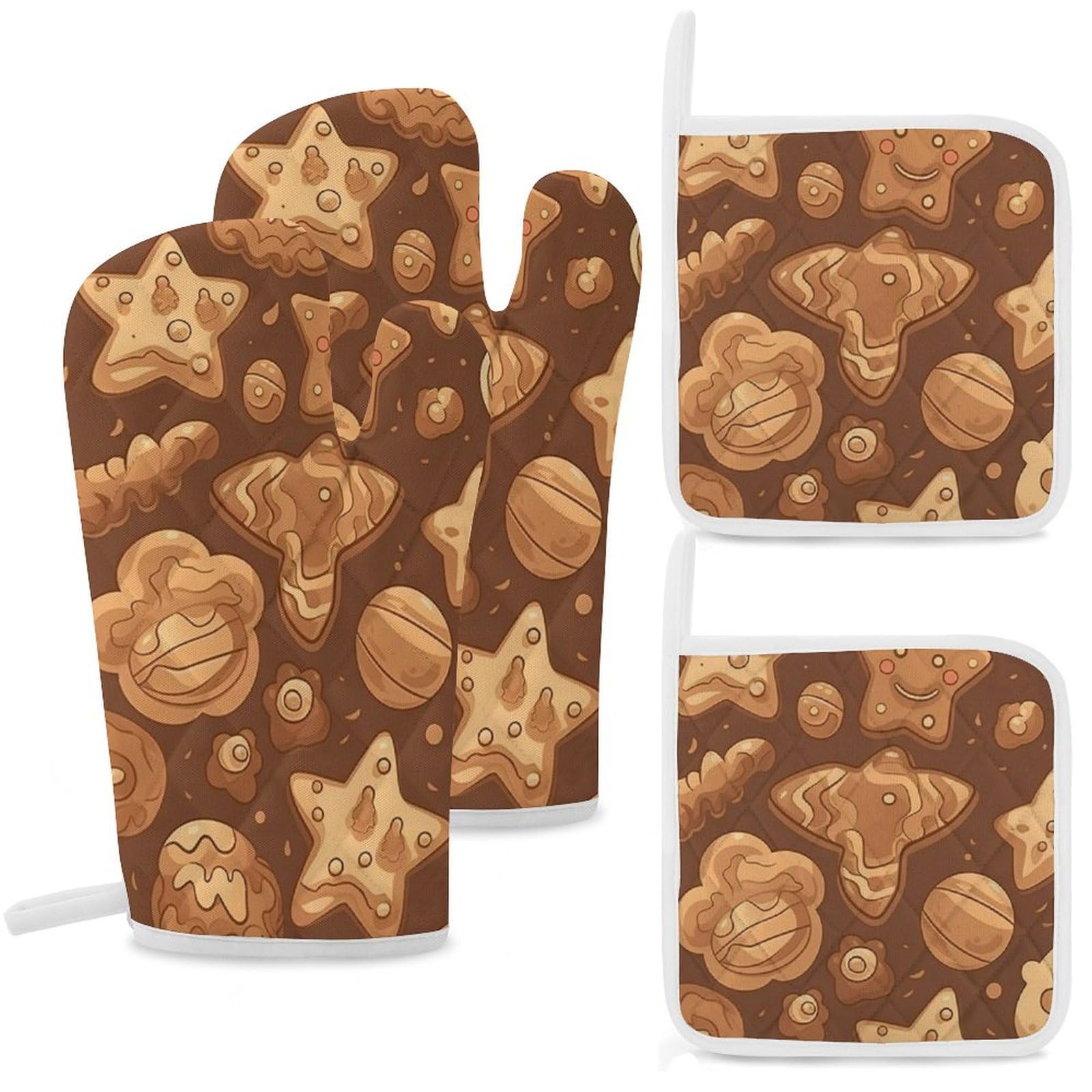Lot de 4 maniques étoiles résistantes à la chaleur pour cuisine