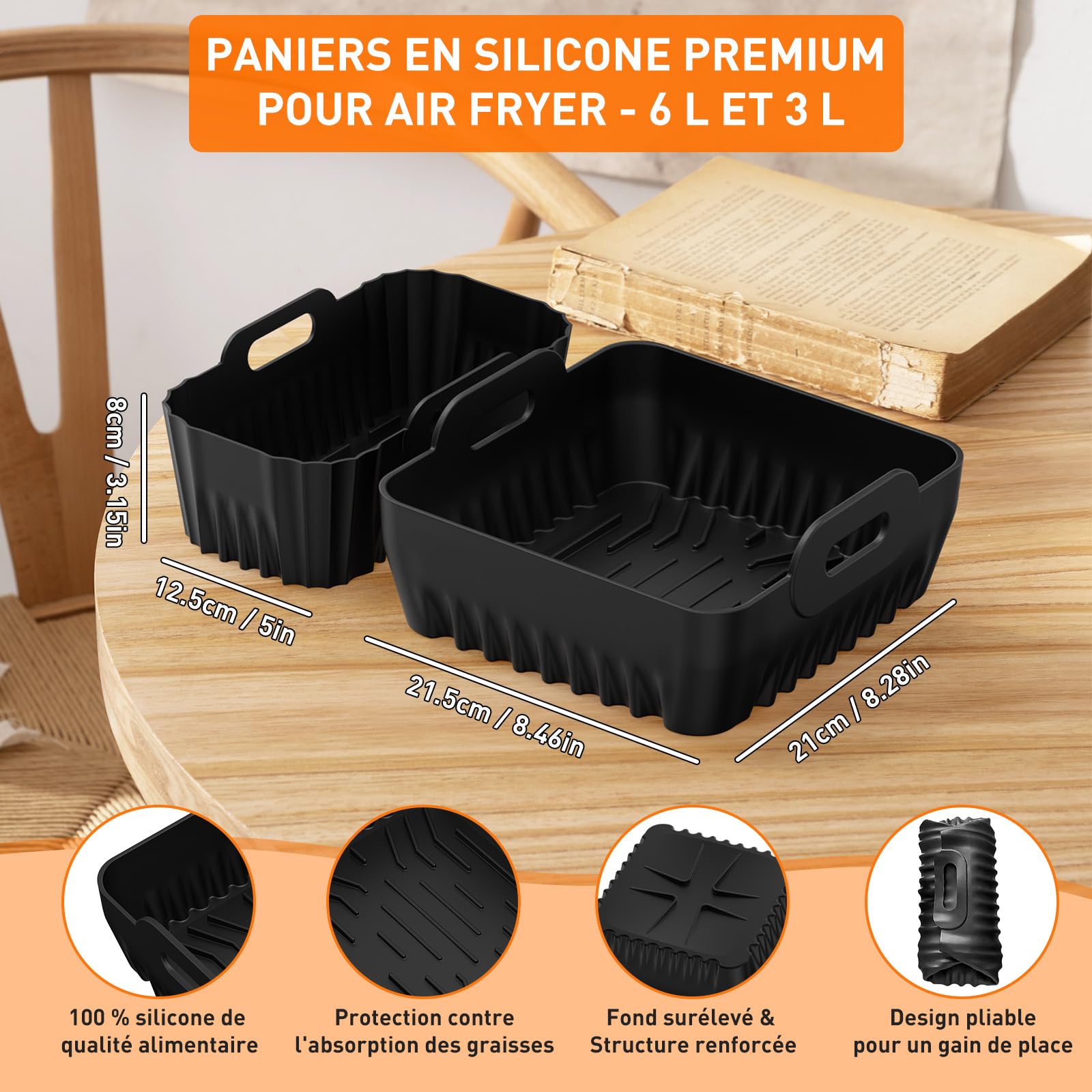 Accessoires pour Philips Dual Basket Airfryer 3000 & 5000 (9L) - Kit de 12 Pièces pour NA350/00, NA352/00, NA550/00 - Moules en Silicone (6L/3L), Grille de Cuisson, Moules à Muffins et Gaufres