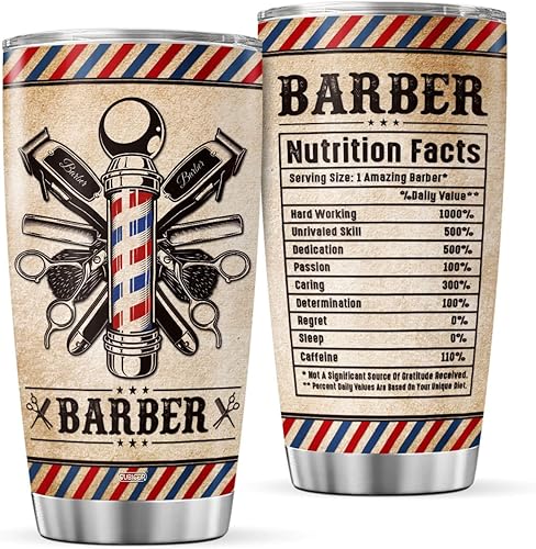 Vaso de café de peluquero de 20 onzas de acero inoxidable de doble pared con tapa con refranes divertidos, taza de viaje temática, regalo de