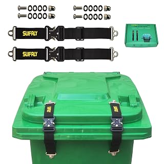 Bear Proof Trash Can Locks,Universal Animal-Proof Garbage Can Lid Straps Against Raccoons and Wildlife,Adjustable Heavy Duty Security Strap for 28-96 Gallon Outdoor Bins (2 PCS) - Amazon product rated Grade A